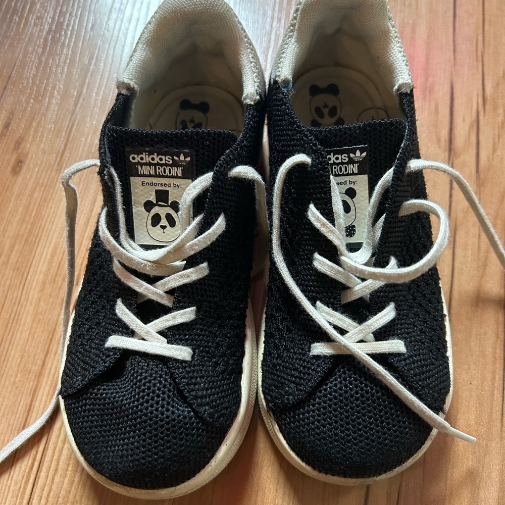Adidas Mini Rodini Kids Black Sneakers 8K Panda Top hat Rare Print